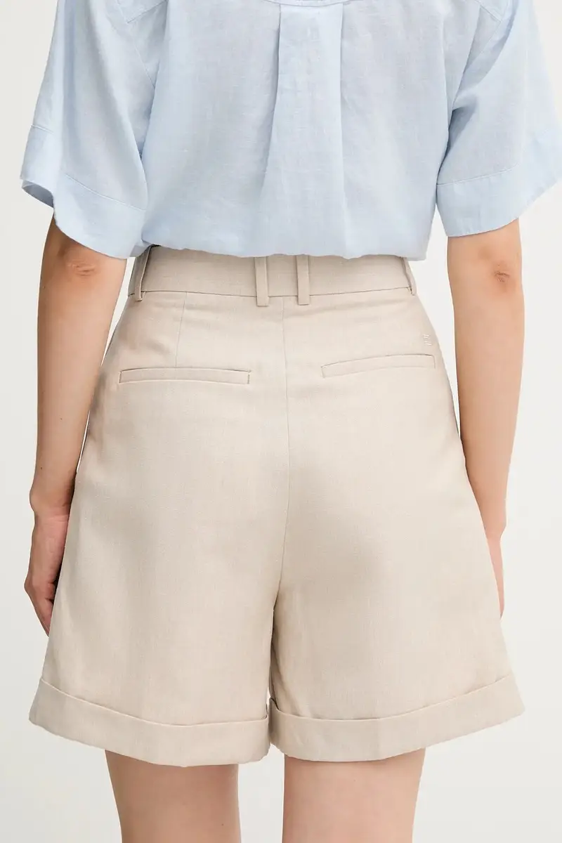 pantaloncini in lino misto donna colore beige WW0WW44767 miniatura 3