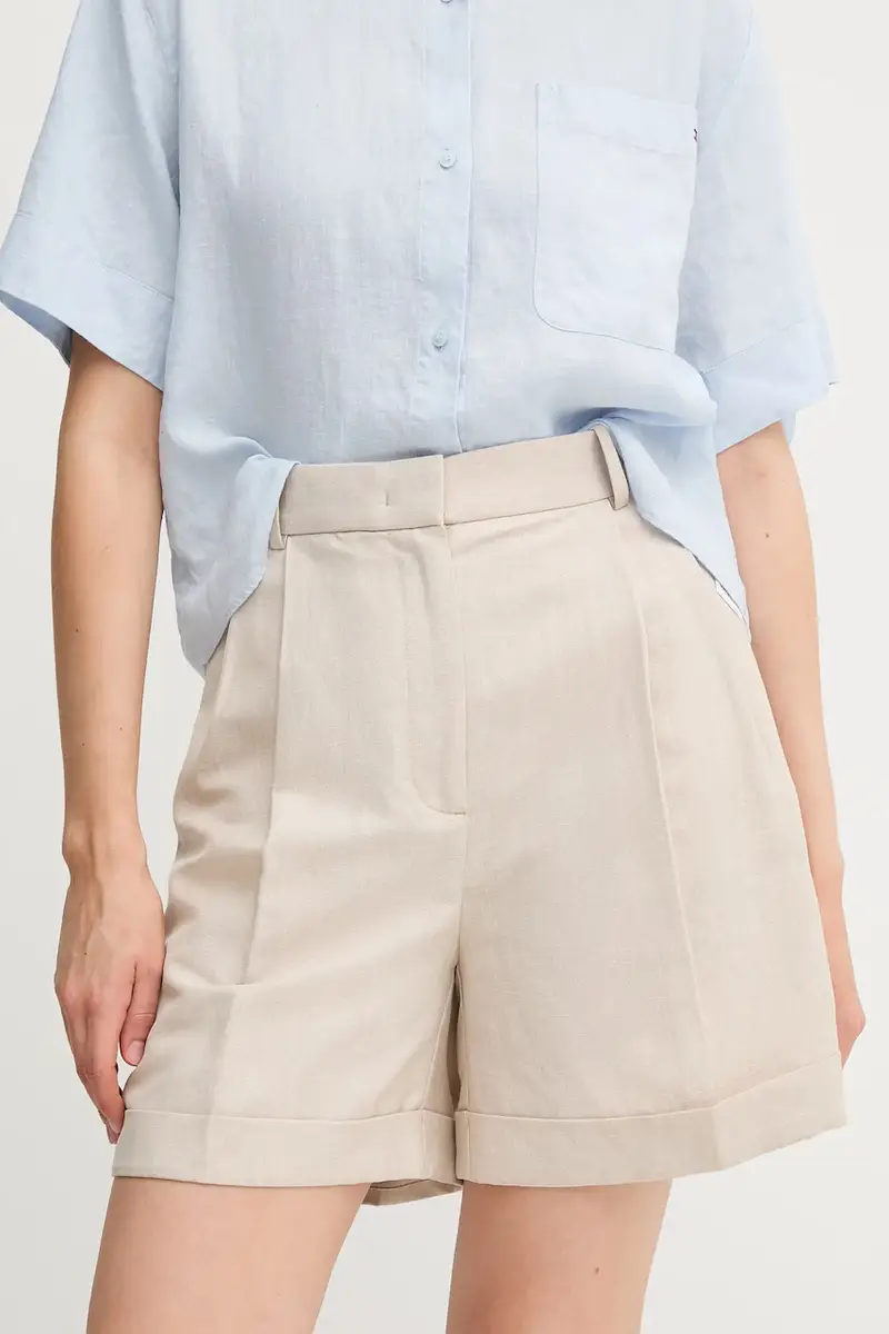 pantaloncini in lino misto donna colore beige WW0WW44767