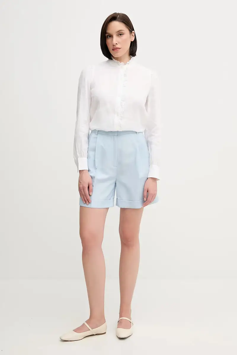 pantaloncini in lino misto donna colore blu WW0WW44767 miniatura 2