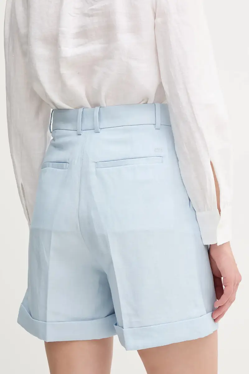 pantaloncini in lino misto donna colore blu WW0WW44767 miniatura 3