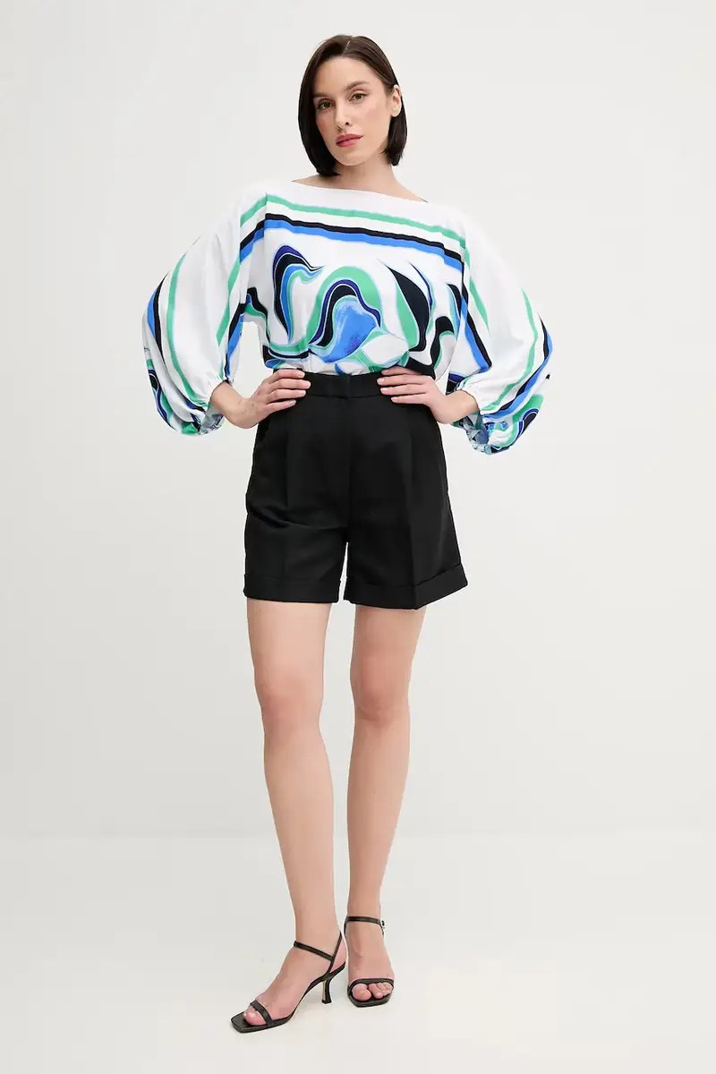 pantaloncini in lino misto donna colore nero WW0WW44767 miniatura 2