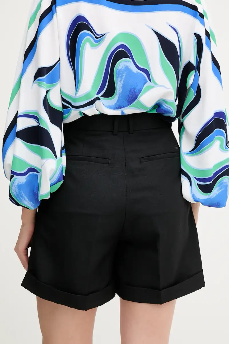 pantaloncini in lino misto donna colore nero WW0WW44767 miniatura 3