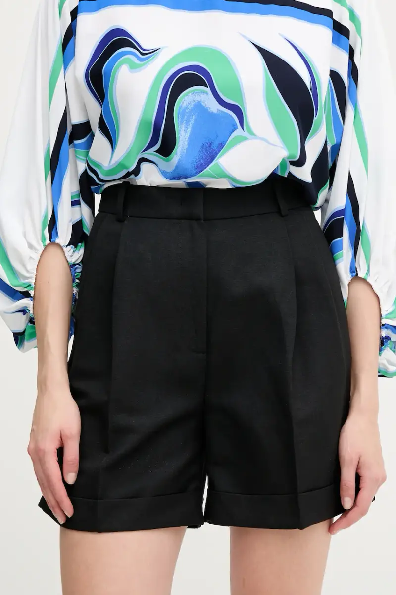 pantaloncini in lino misto donna colore nero WW0WW44767