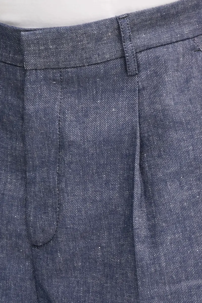 pantaloncini in lino uomo colore blu navy SQTHL7544.SQTH503 miniatura 4