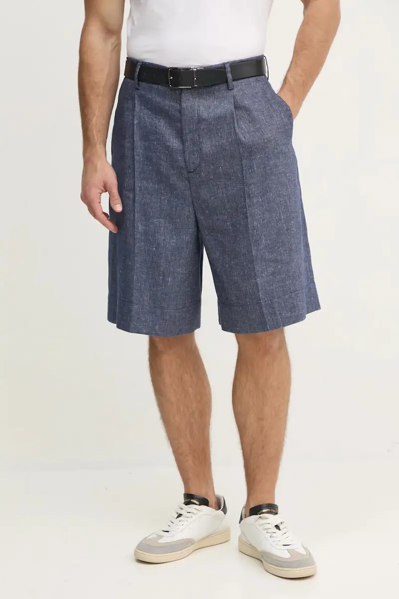 pantaloncini in lino uomo colore blu navy SQTHL7544.SQTH503