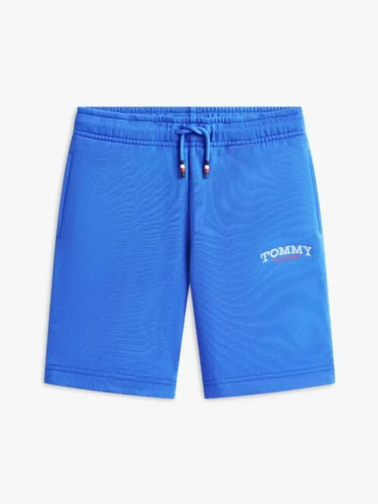 pantaloncini kids/junior celesti con ricamo logo su gamba