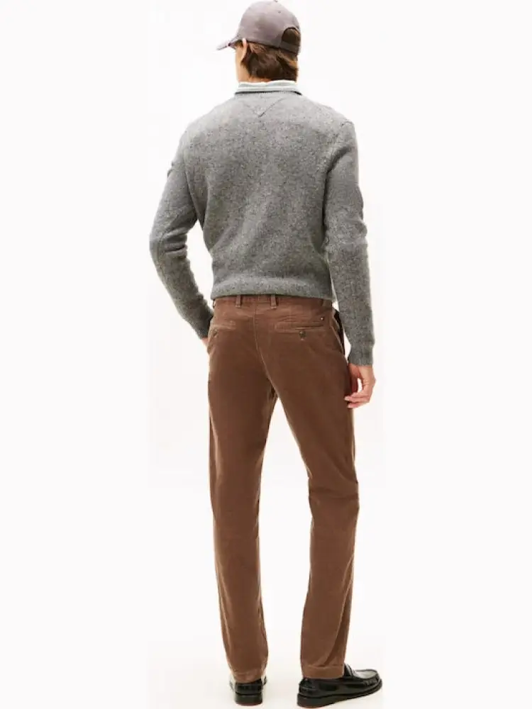 pantalone beige scuro uomo in velluto logo sul retro miniatura 2