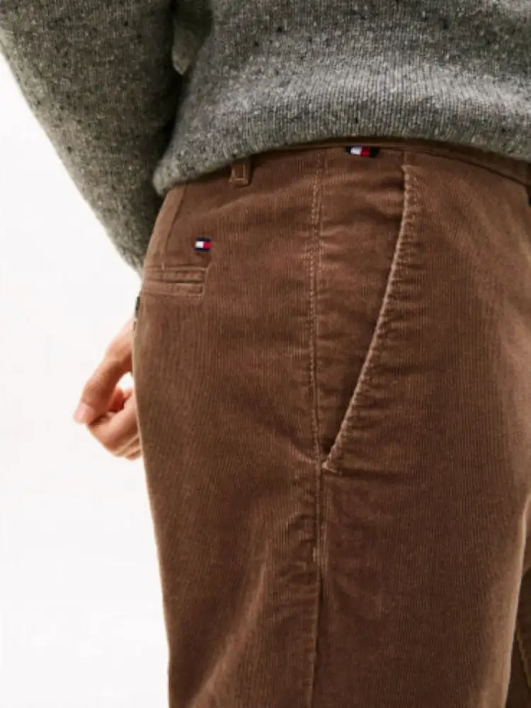 pantalone beige scuro uomo in velluto logo sul retro miniatura 3