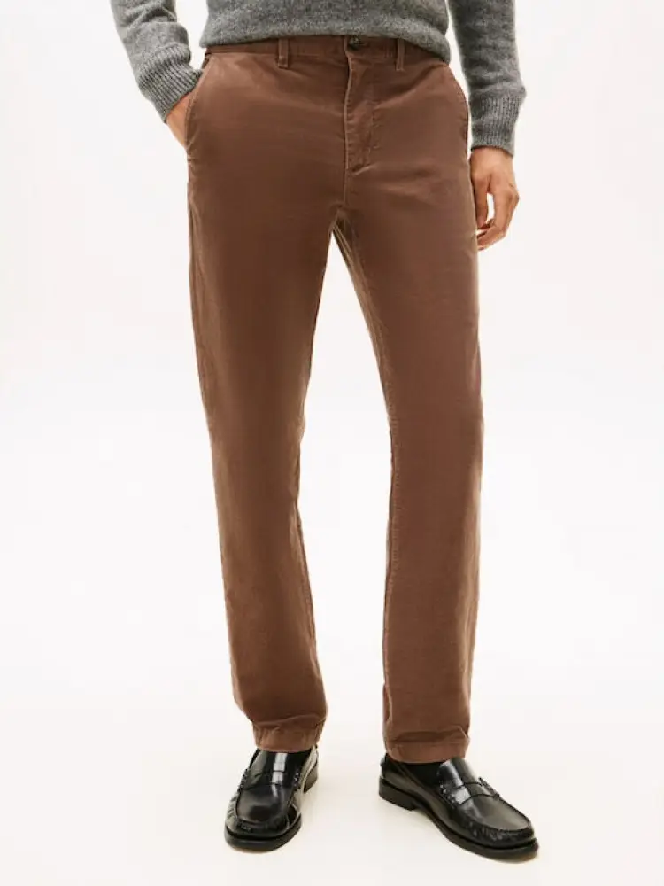 pantalone beige scuro uomo in velluto logo sul retro