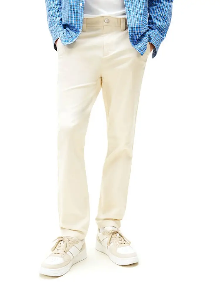 pantalone beige uomo chino micro logo sul retro