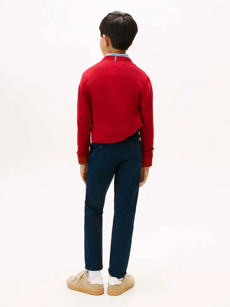 pantalone blu navy bambino in cotone classico mini logo sul retro miniatura 3