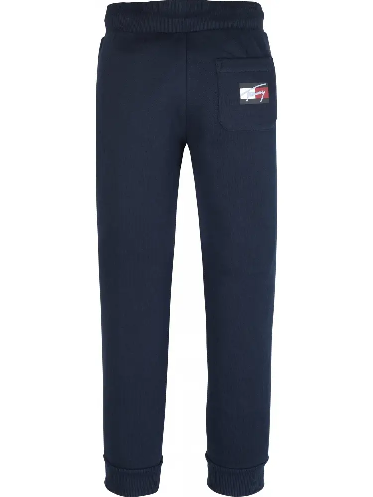 pantalone blu navy bambino tuta in cotone logo sul retro miniatura 2