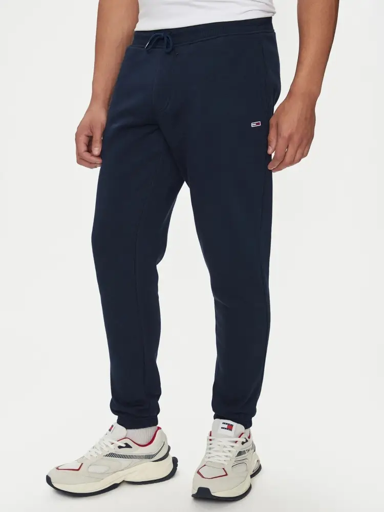 pantalone blu navy tuta in cotone mini logo sul lato
