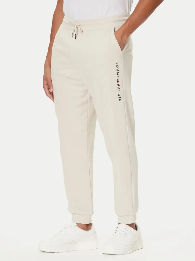 pantalone crema uomo tuta in cotone logo lettering