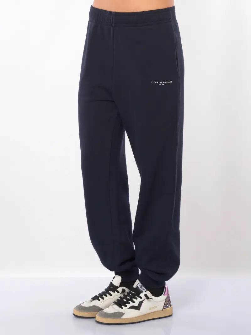 pantalone da donna Tommy Hilfiger in felpa con logo Blu