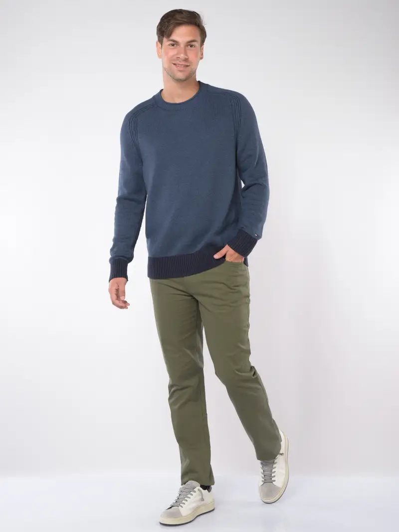 pantalone da uomo Tommy Hilfiger cinque tasche in cotone Verde miniatura 2