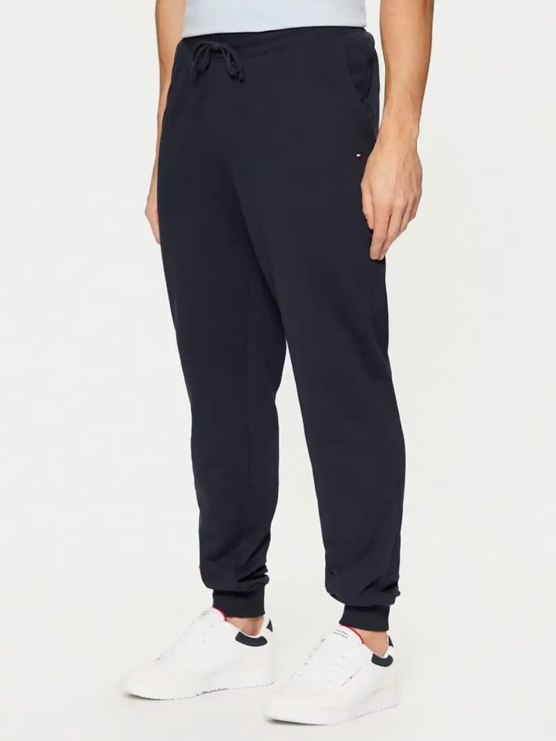 Tommy Hilfiger pantalone di tuta blu navy uomo in cotone regular micro logo