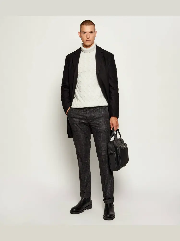 pantalone grigio scuro uomo in misto lana mini logo sul retro miniatura 2