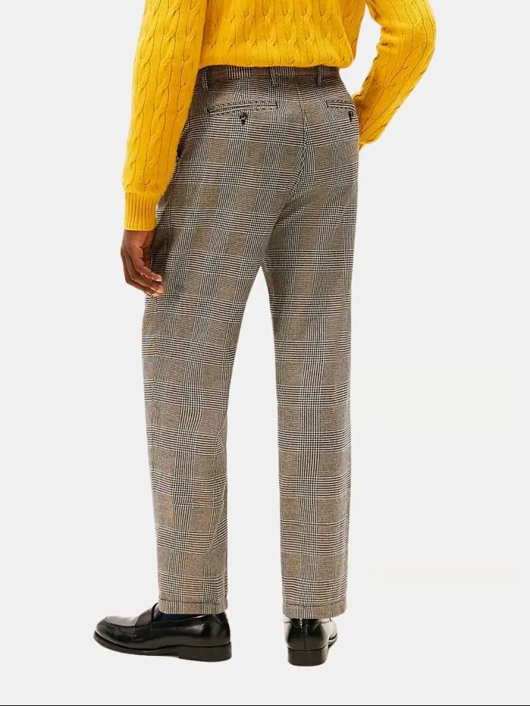 pantalone grigio uomo in cotone motivo a quadri all over miniatura 2