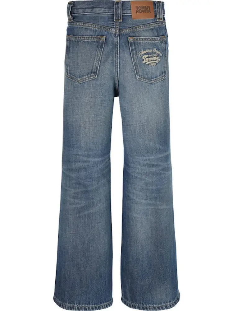 pantalone in denim bambina wide leg patch logo sul retro miniatura 2