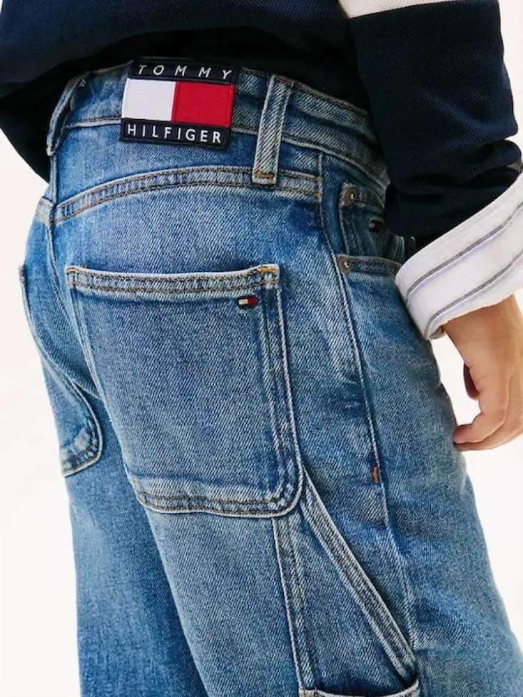 pantalone in denim bambino con logo miniatura 3