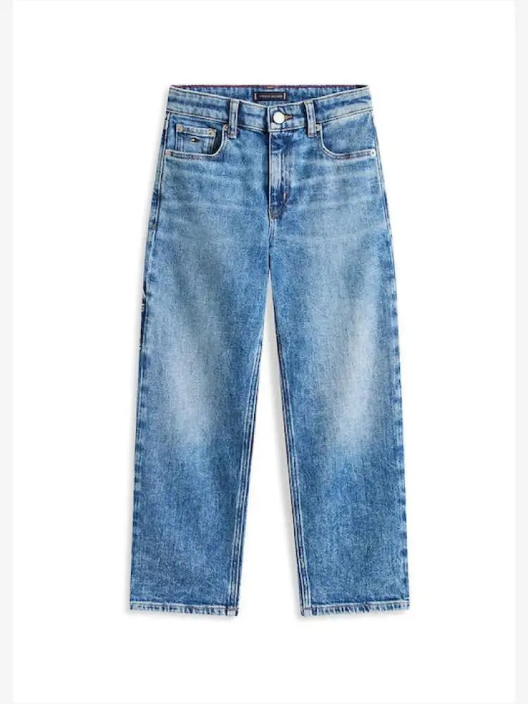 pantalone in denim bambino con logo