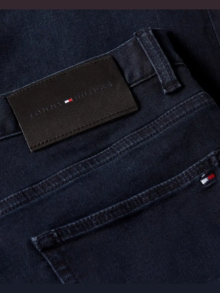 pantalone in denim blu scuro uomo slim fit micro logo sul retro miniatura 3