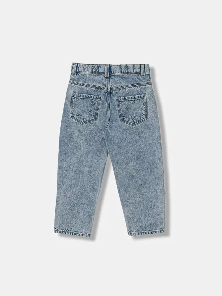 pantalone in denim chiaro bambina mini logo miniatura 2