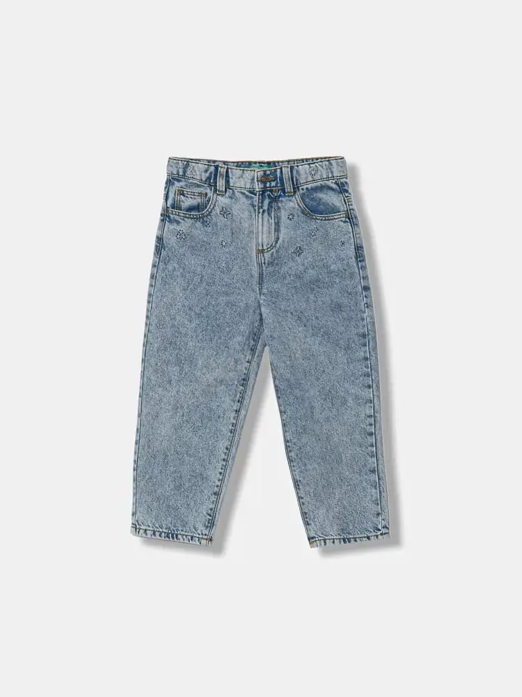 pantalone in denim chiaro bambina mini logo