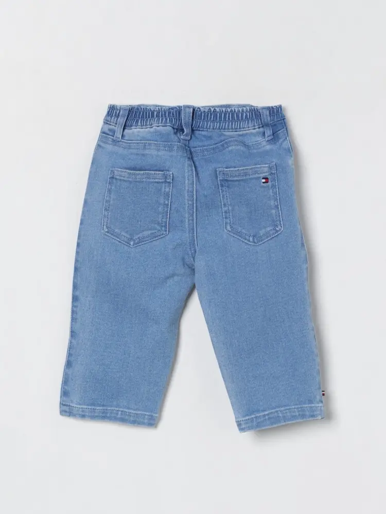 pantalone in denim chiaro neonato in cotone logo sul retro miniatura 2