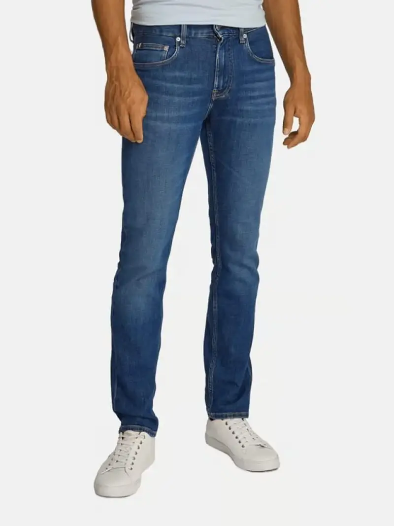 Tommy Hilfiger pantalone in denim medium uomo regular fit patch logo sul retro