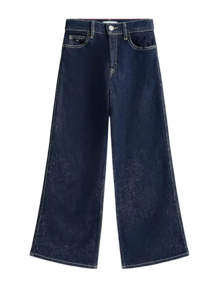 pantalone in denim scuro bambina mini logo