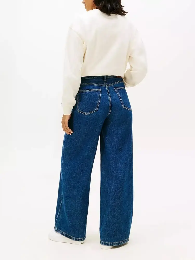 pantalone in denim scuro donna mini logo miniatura 2