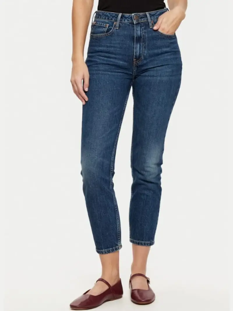 Tommy Hilfiger pantalone in denim scuro donna slim patch logo sul retro