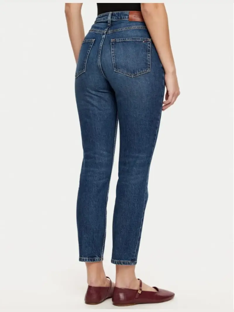 Tommy Hilfiger pantalone in denim scuro donna slim patch logo sul retro miniatura 2