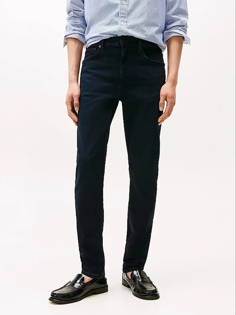 Tommy Hilfiger pantalone in denim scuro uomo slim patch logo sul retro