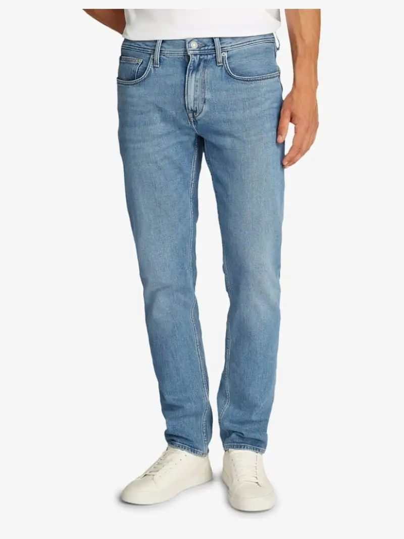 Tommy Hilfiger pantalone in denim uomo chiaro regular patch logo sul retro