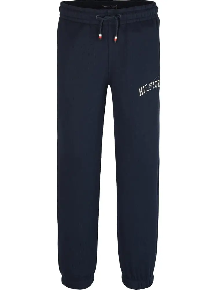 pantalone jogging kids/junior in cotone blu scuro con logo firma