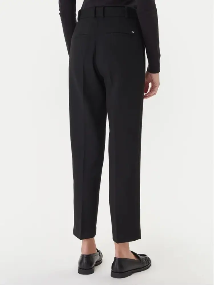 pantalone nero donna in misto viscosa classico mini logo sul retro miniatura 2