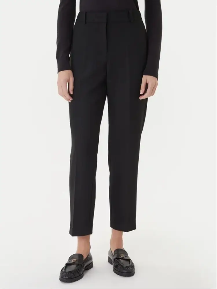 pantalone nero donna in misto viscosa classico mini logo sul retro