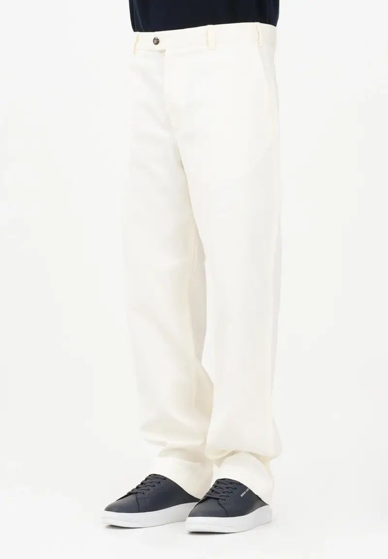 Pantalone relaxed fit panna da uomo