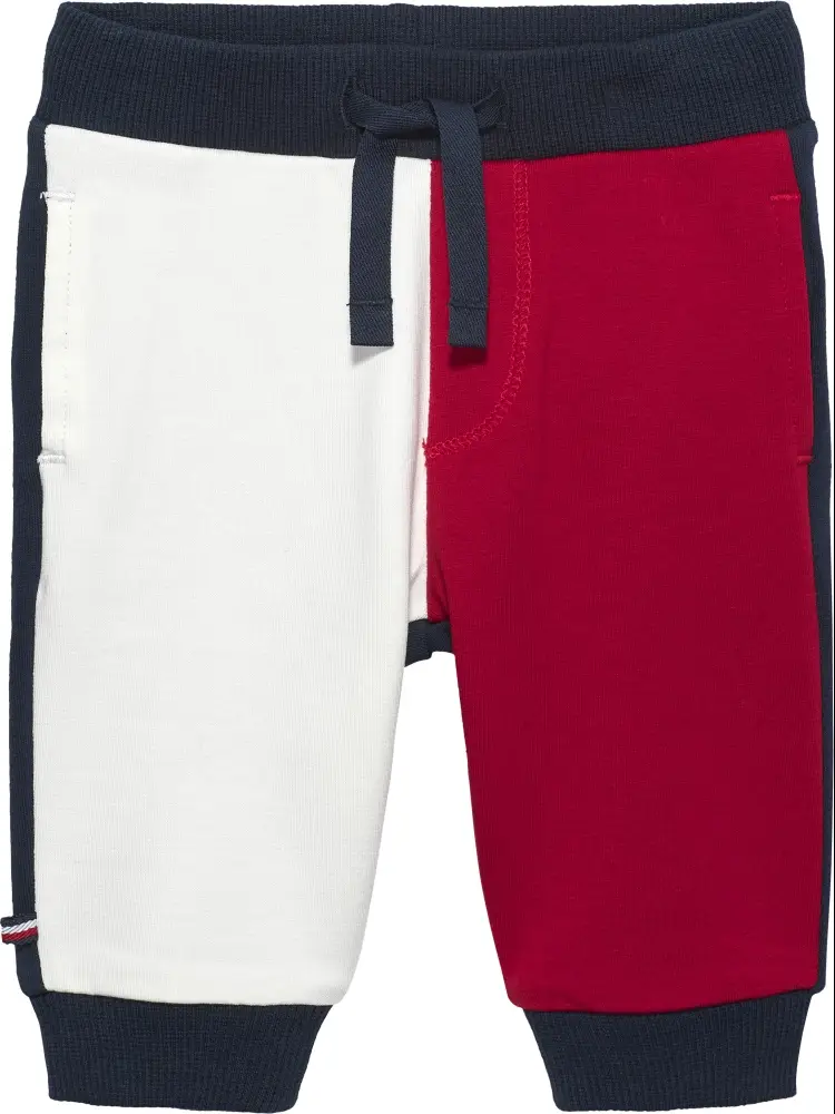 pantalone tuta infant in cotone blu con maxi bandiera iconica