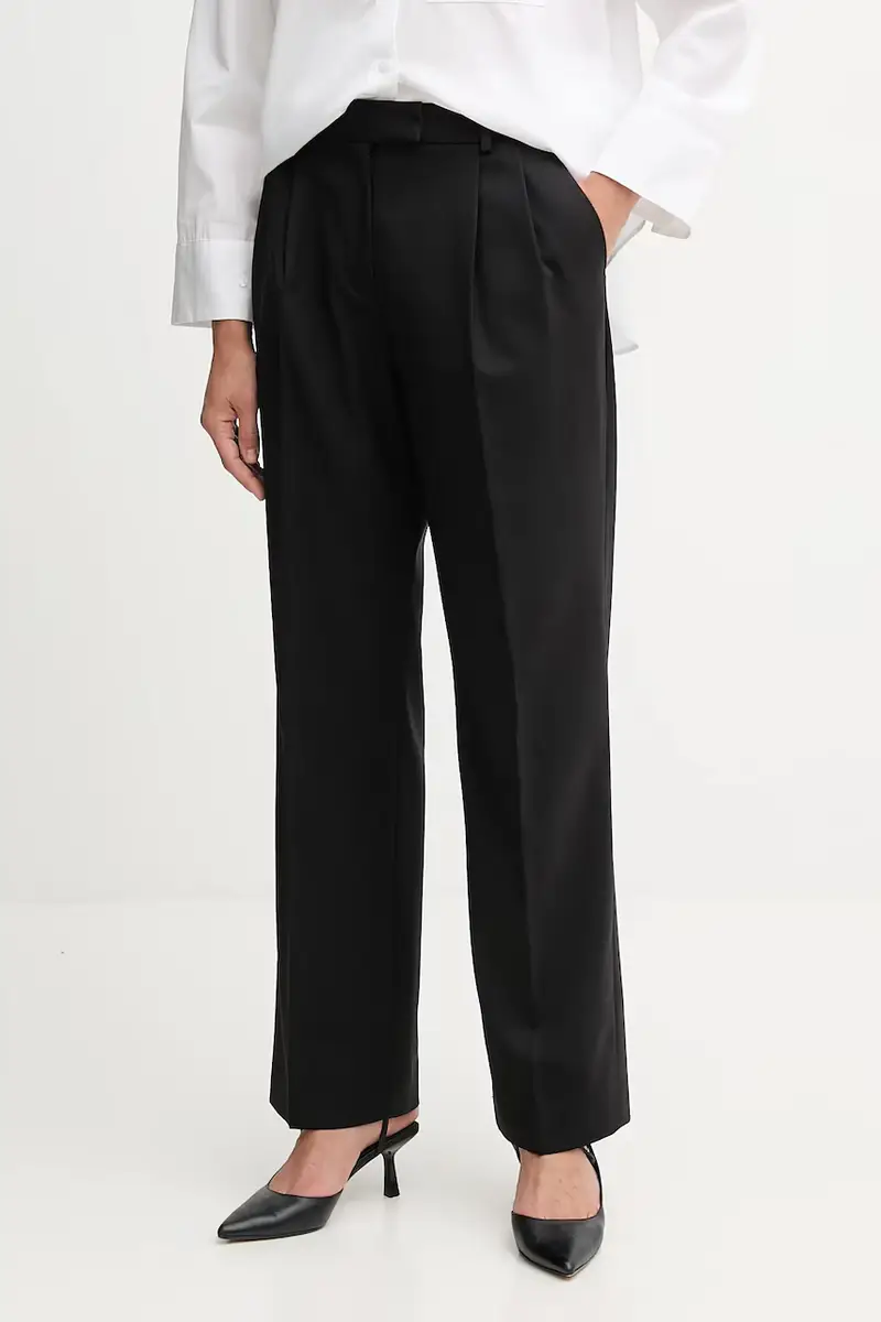 pantaloni con lana colore nero WW0WW48352