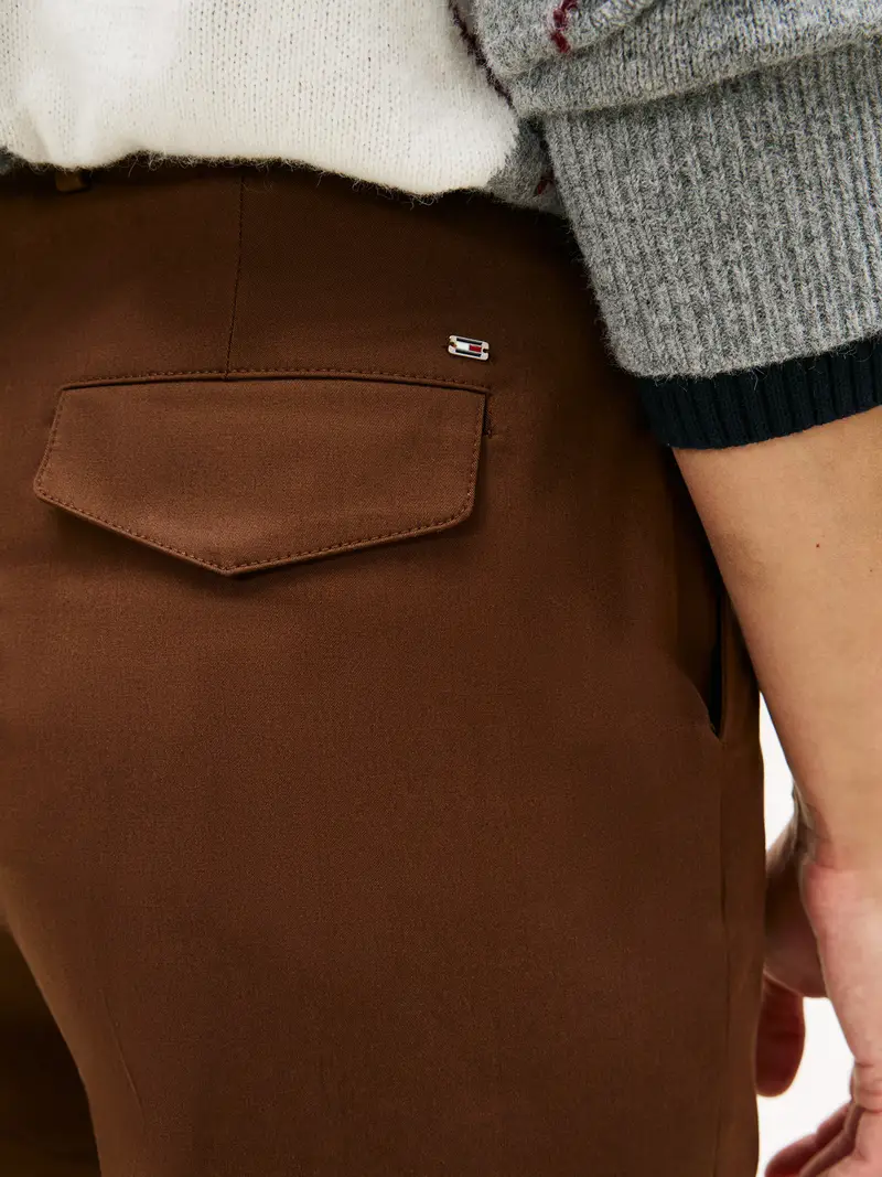 Pantaloni con piega frontale marrone miniatura 3