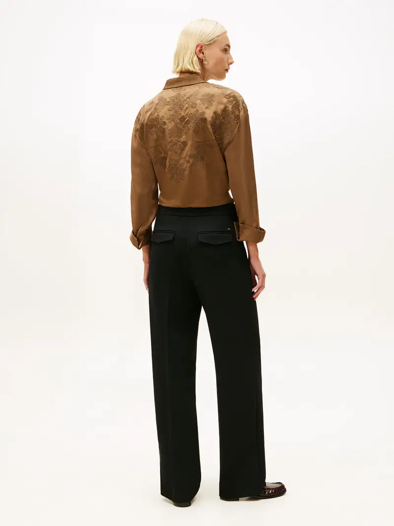 Pantaloni con piega frontale nero miniatura 3