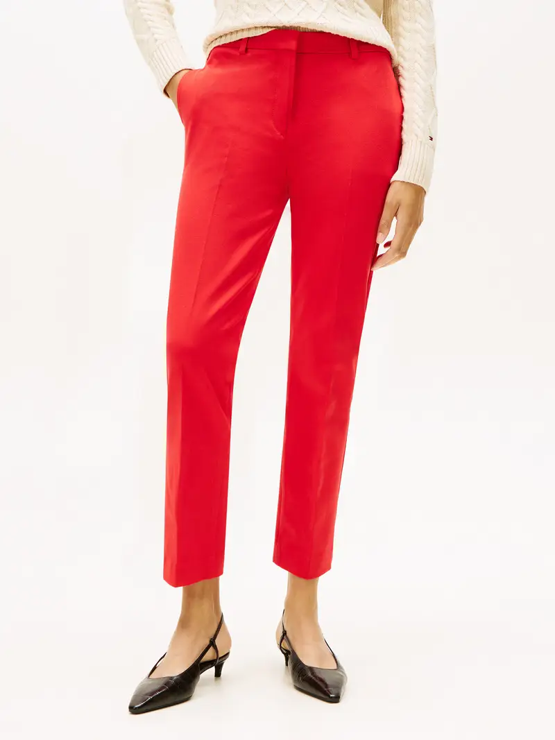 Pantaloni con piega frontale rosso miniatura 2