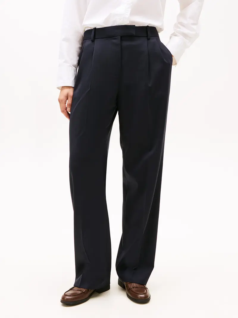 Pantaloni con pieghe navy miniatura 2