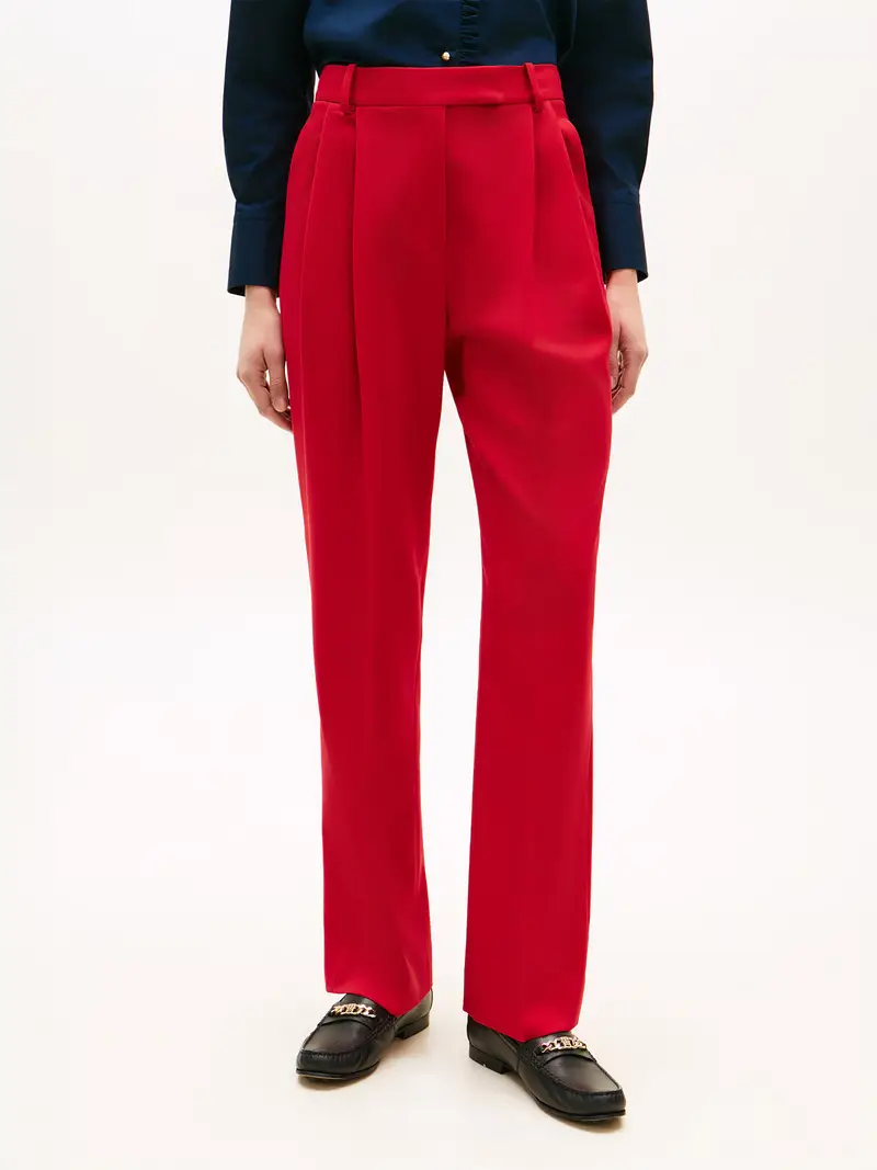 Pantaloni con pieghe rosso miniatura 2