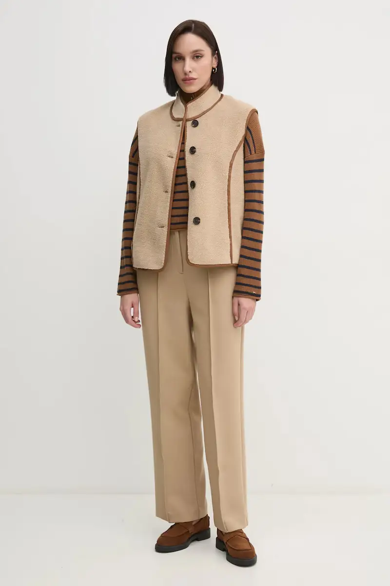 pantaloni donna colore beige WW0WW43875 miniatura 2