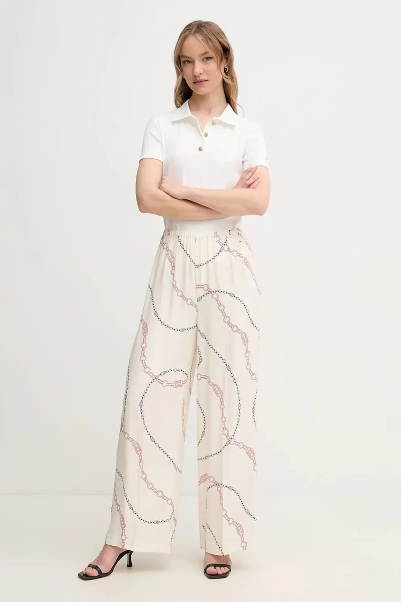 pantaloni donna colore beige WW0WW44542 miniatura 2